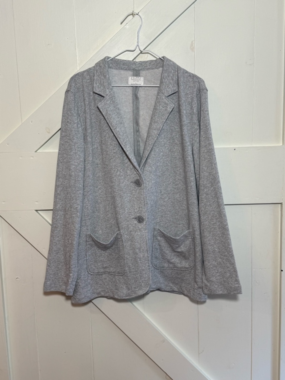 Z Supply Gray Knit Blazer Women’s Large Soft Stretch 2 Button Front Pockets
